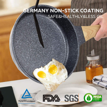 Nonstick Frying Pan Set – Granite Skillet Pans for Induction Cooking, 3-Piece