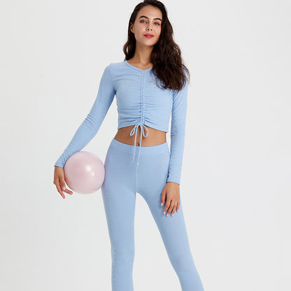Breathable Stretch Running Fitness Suit Long-Sleeved Two-Piece Set