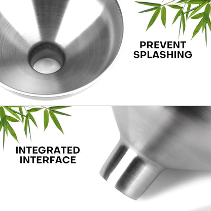 2-Piece Stainless Steel Kitchen Funnel Set with 1-Inch and 0.5-Inch Ports for Transferring and Filling Liquids