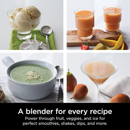 Professional Blender 1000W, Total Crushing Technology- Smoothies, Ice Crushing & Frozen Fruit, Full-Size Countertop Blender, 72-Oz. Pitcher, Black & Grey