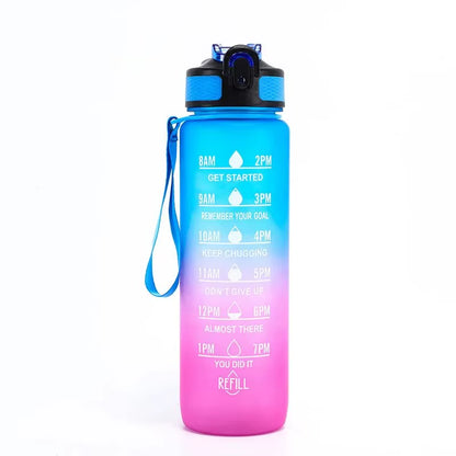 32 Oz Leakproof Water Gym Bottles with Times to Drink and Straw