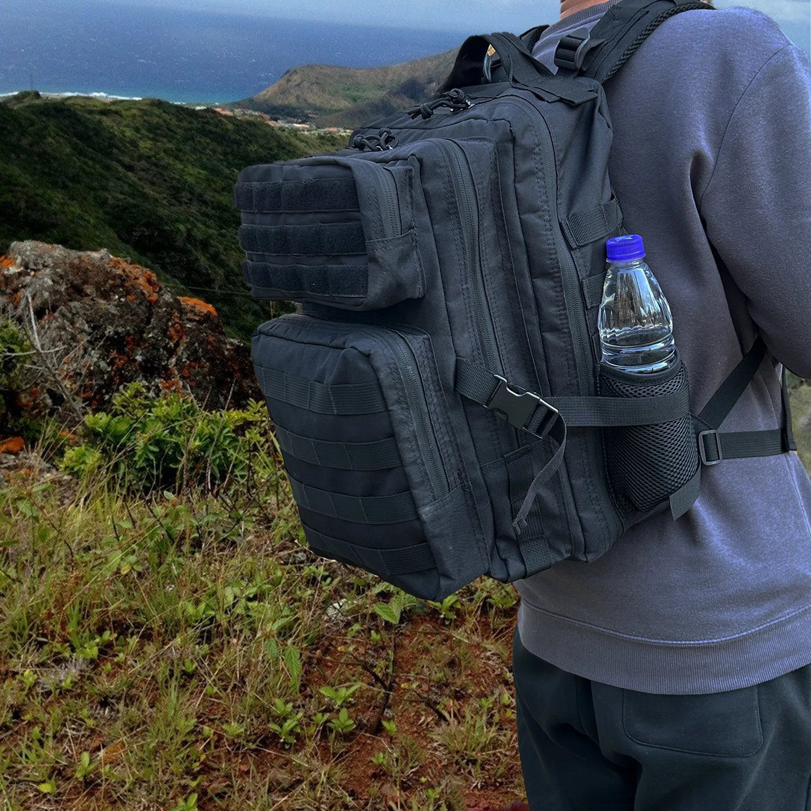 SYZM 35L Tactical Backpack Nylon Camping Rucksack for Men Women MOLLE Hiking Backpack Outdoor Fishing Bags