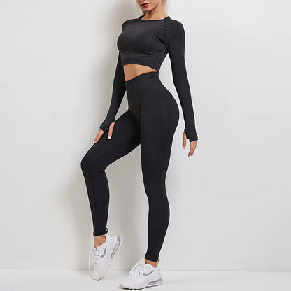 Women Seamless Long Sleeve Fitness Suit 