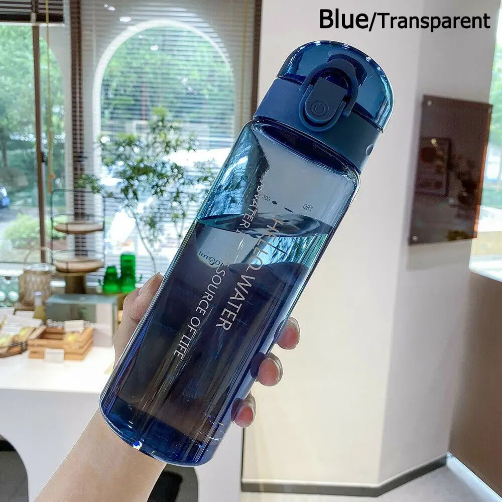 780ML Transparent Portable Water Bottle Gym Travel Clear Leakproof Frosted Bottle