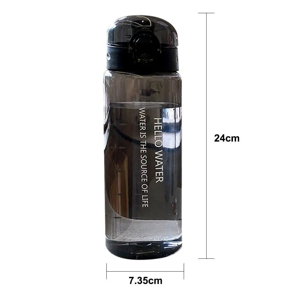 780ML Transparent Portable Water Bottle Gym Travel Clear Leakproof Frosted Bottle