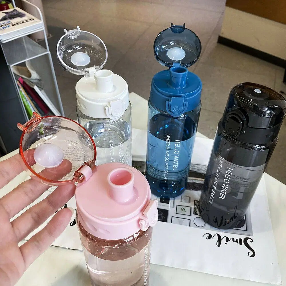 780ML Transparent Portable Water Bottle Gym Travel Clear Leakproof Frosted Bottle