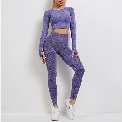 Women Seamless Long Sleeve Fitness Suit 