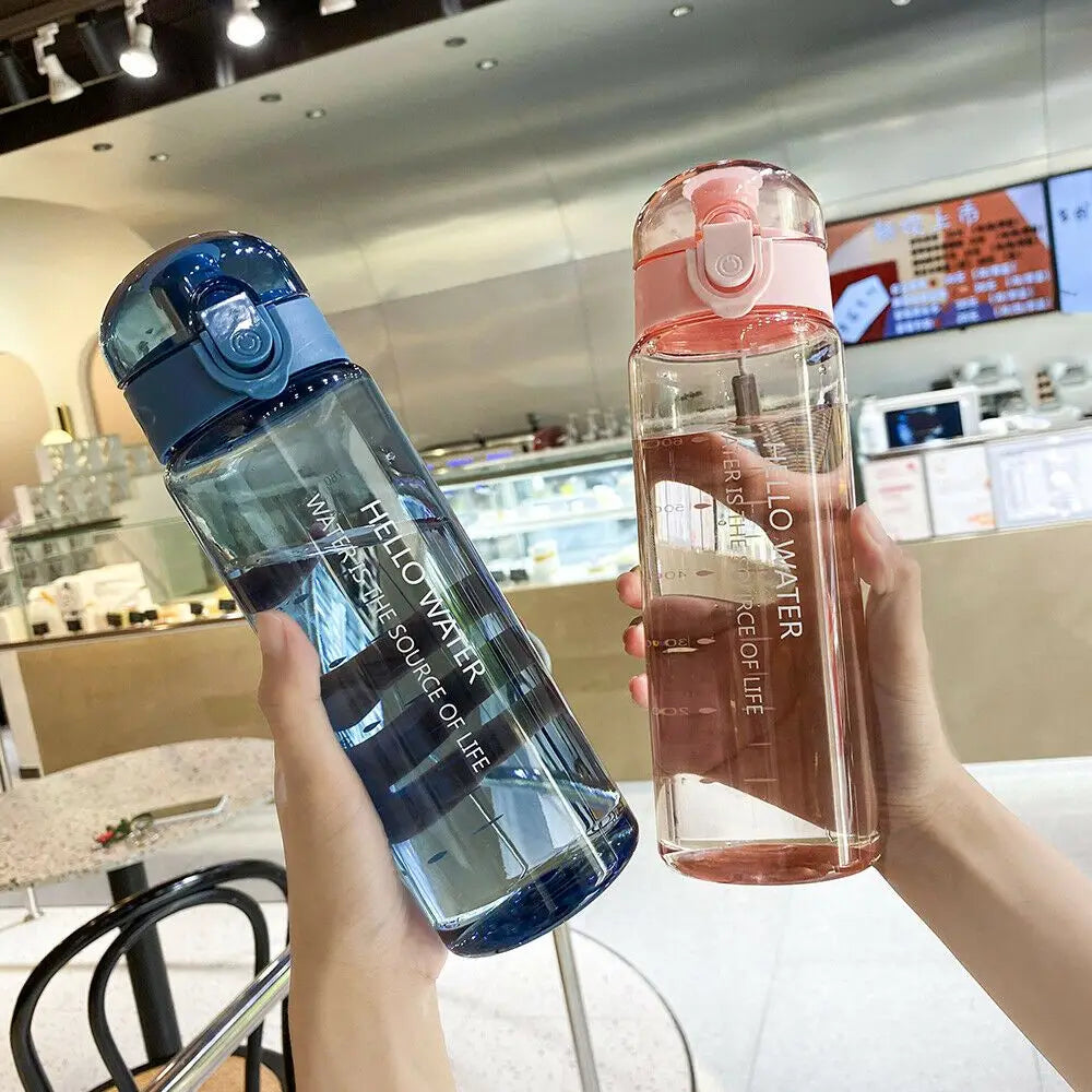 780ML Transparent Portable Water Bottle Gym Travel Clear Leakproof Frosted Bottle