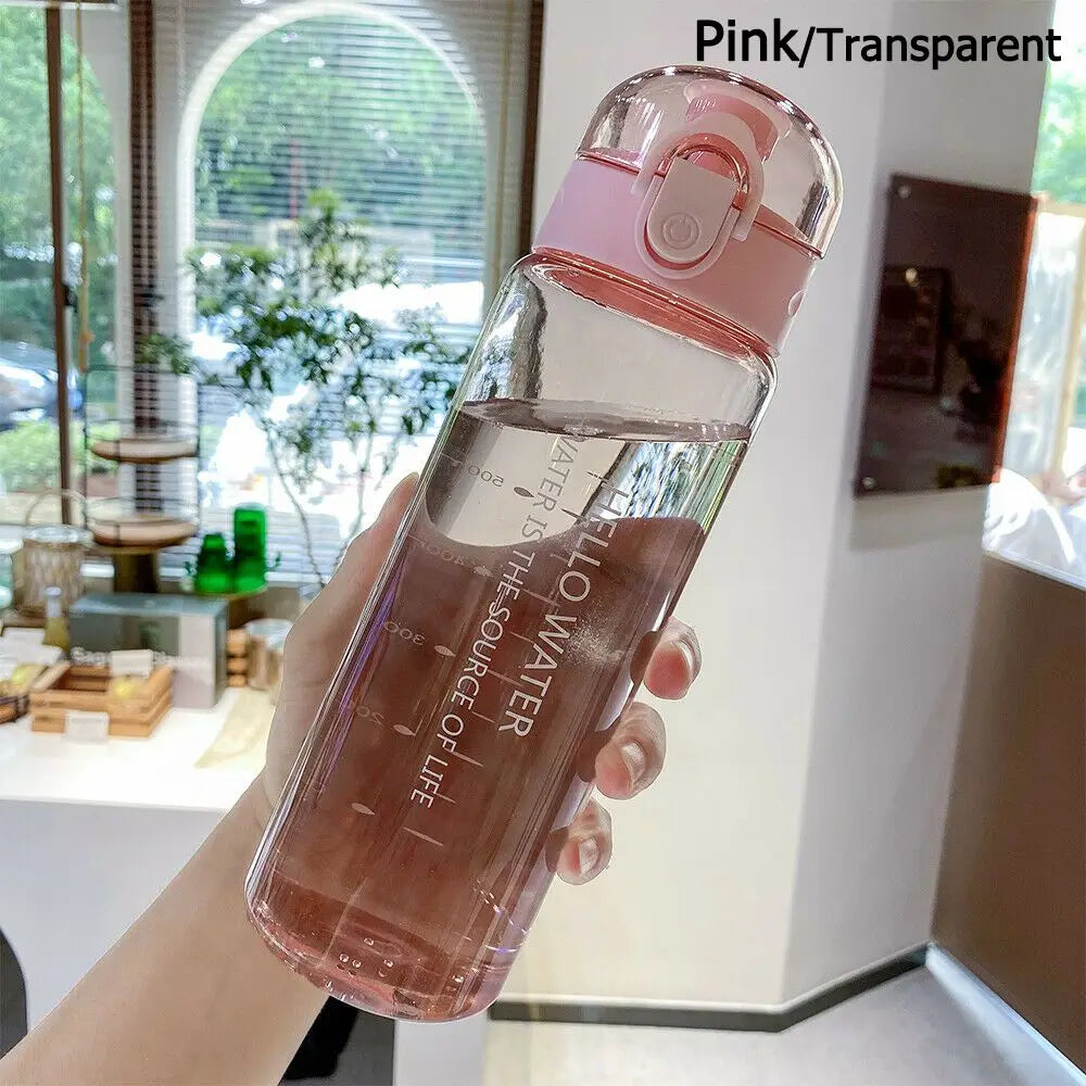 780ML Transparent Portable Water Bottle Gym Travel Clear Leakproof Frosted Bottle