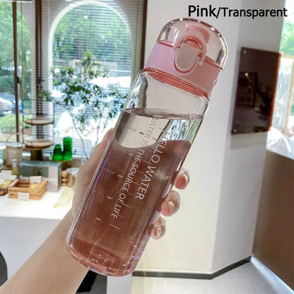 780ML Transparent Portable Water Bottle Gym Travel Clear Leakproof Frosted Bottle