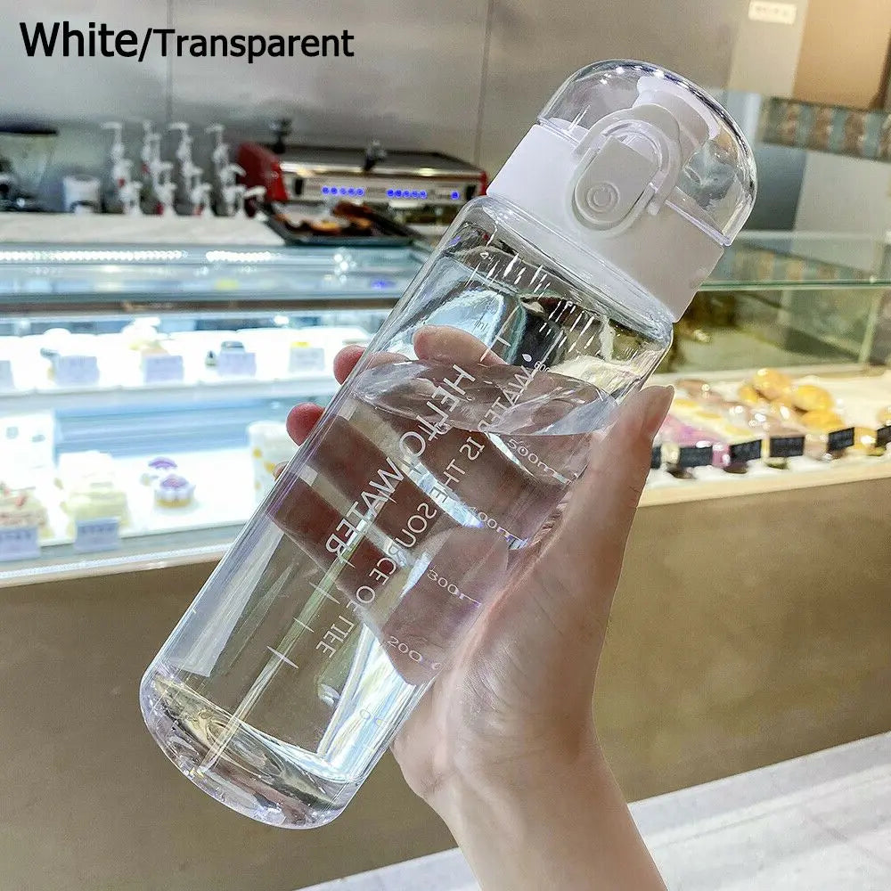 780ML Transparent Portable Water Bottle Gym Travel Clear Leakproof Frosted Bottle