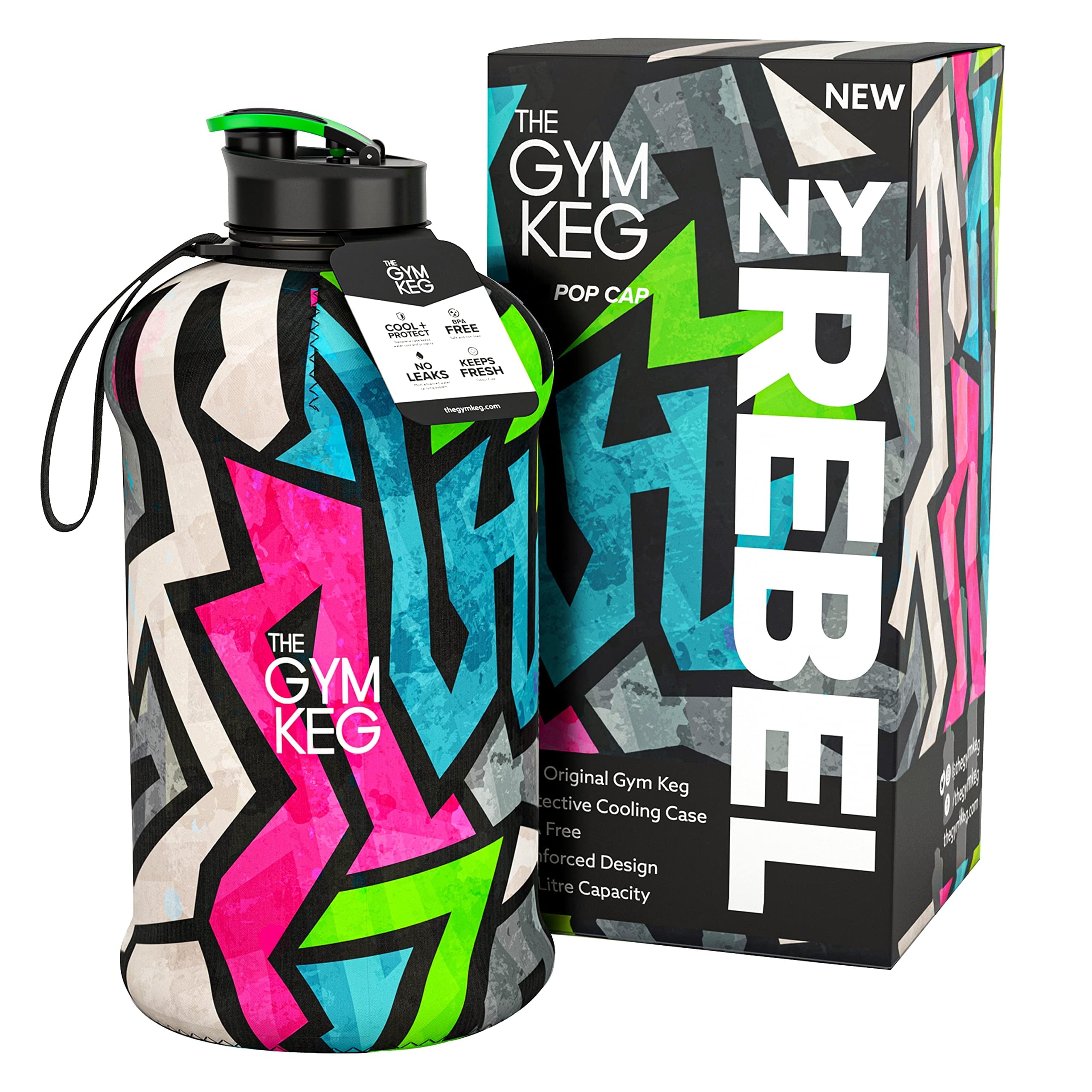  2.2 L Sports Water Bottle Insulated Half Gallon Carry Handle Big Water