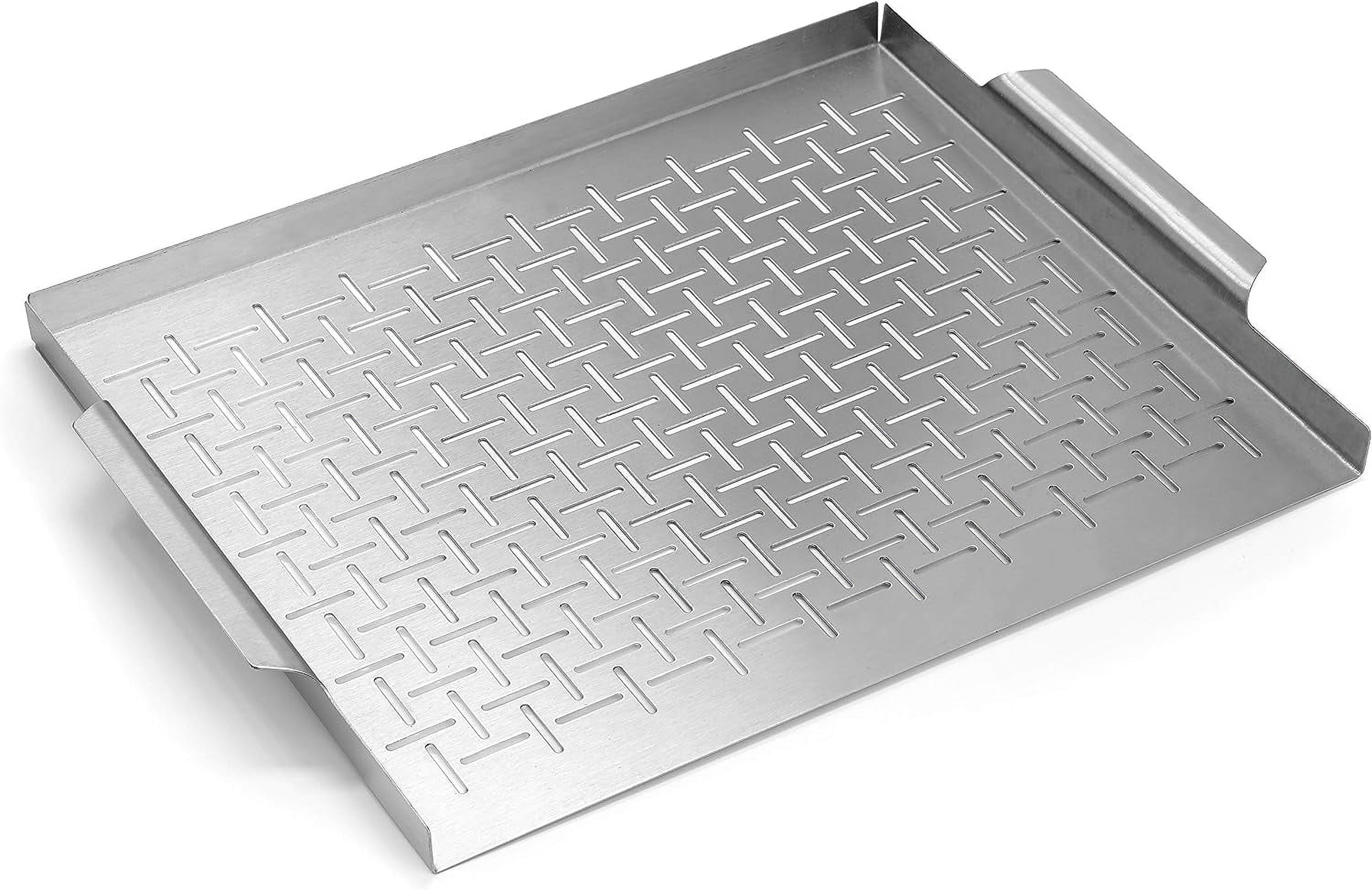 Grill Topper Tray Stainless Steel Grilling Pan with for BBQ and Vegetables