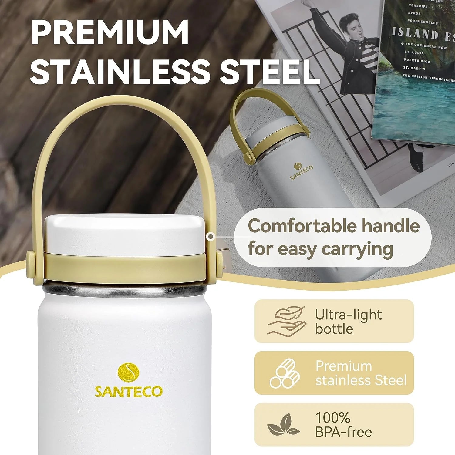 Stainless Steel Koya Water Bottle 13 Fl Oz, White