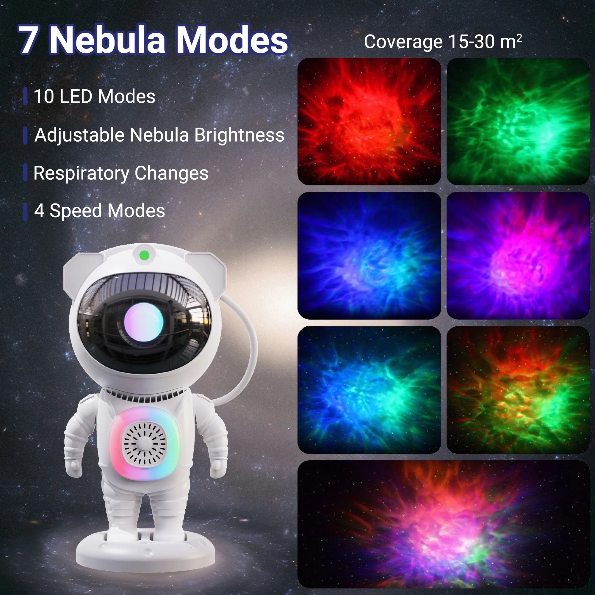 Astronaut Galaxy Projector Kids Night Light with Remote and Bluetooth Speaker