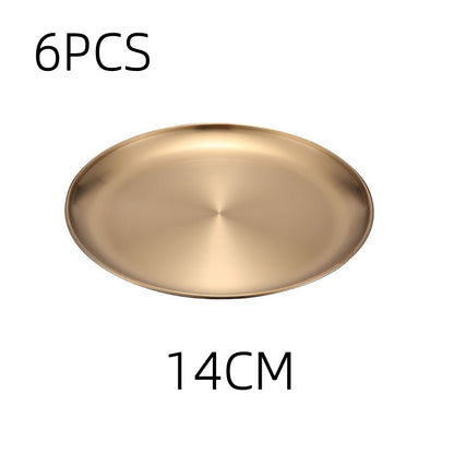 Retro Metal Round Tray – Stainless Steel Snack, Fruit, and Jewelry Tray