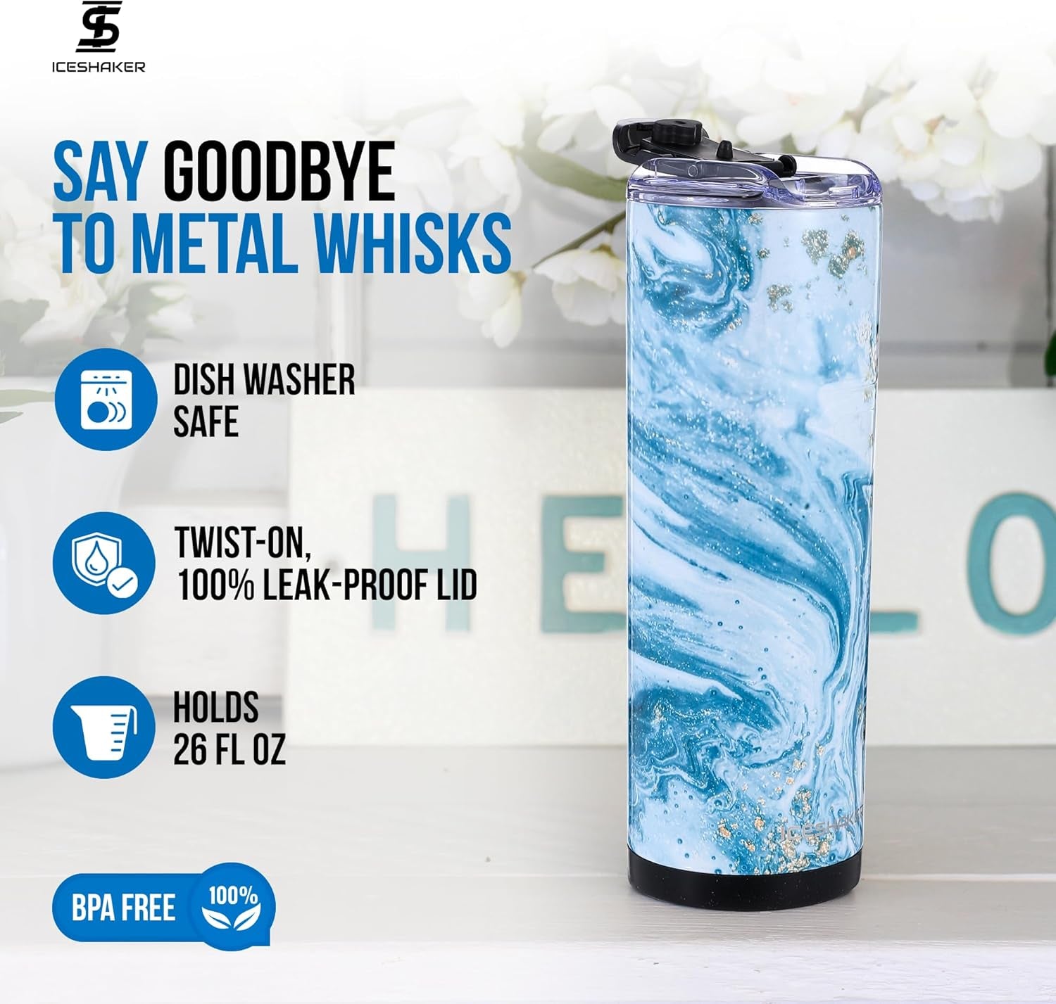 20 Oz, Blue Marble Insulated Stainless Steel Tumbler, 24+ Hours Cold & 6+ Hours Hot