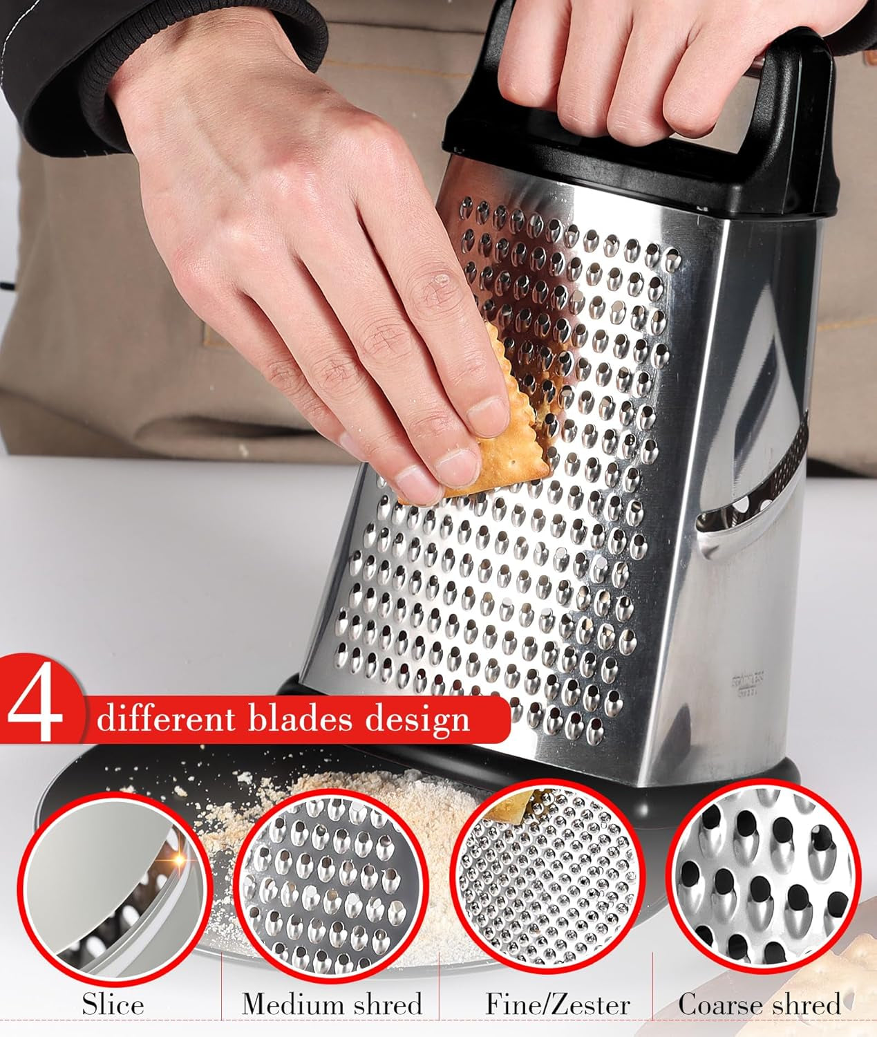 4-in-1 Stainless Steel Box Grater with Container