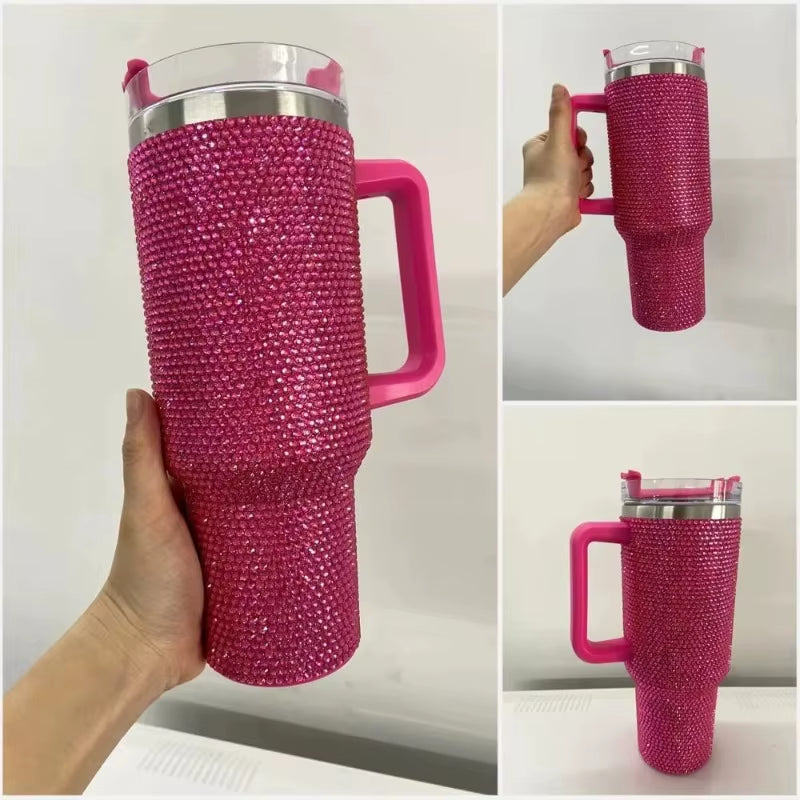 40 oz. Rhinestone Tumbler with Straw Stainless Steel