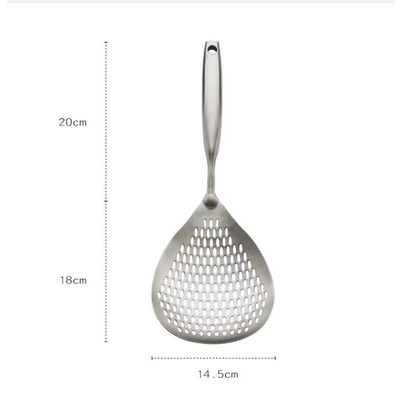 Stainless Steel Skimmer Strainer Slotted Ladle, Mesh Deep Fryer Oil Frying Scoop Colander Cooking Spoon