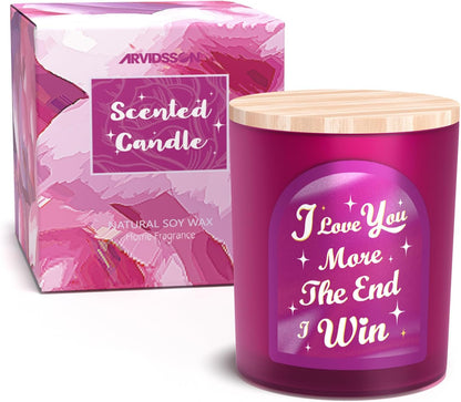 Scented Candles Gift for Women, Unique Birthday Gifts for Her, 100% Natural Soy Candle, Aromatherapy Candle for Girlfriend, Wife, Rose & Sandalwood Scented Candle, 10 Oz