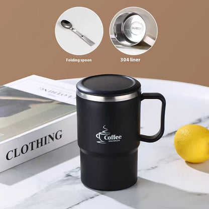 Stainless Steel Mug Cup With Cover Spoon