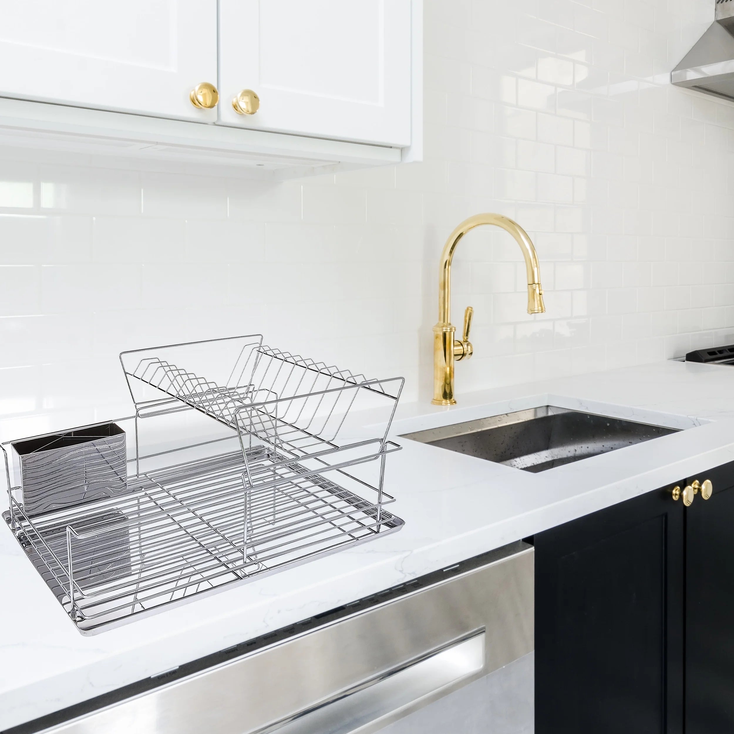 15.5-Inch Stainless Iron Shelf Dish Rack