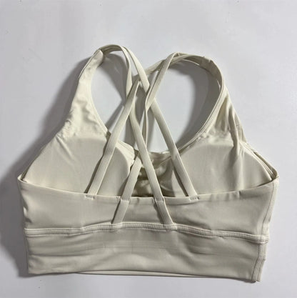 Solid Color Women Cross Back Fitness Top