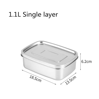 Stainless Steel Lunch Bento Box with Lid Large Capacity Double Layer Anti-Leak Food Storage Container Kitchen Tableware