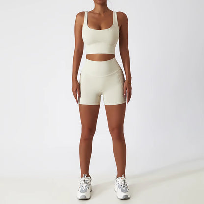 White Yoga Sets Women Sport Femme Rib Activewear Set Girls Seamless Fitness Suit Workout Clothes Athletic Wear Seamless Gym Set