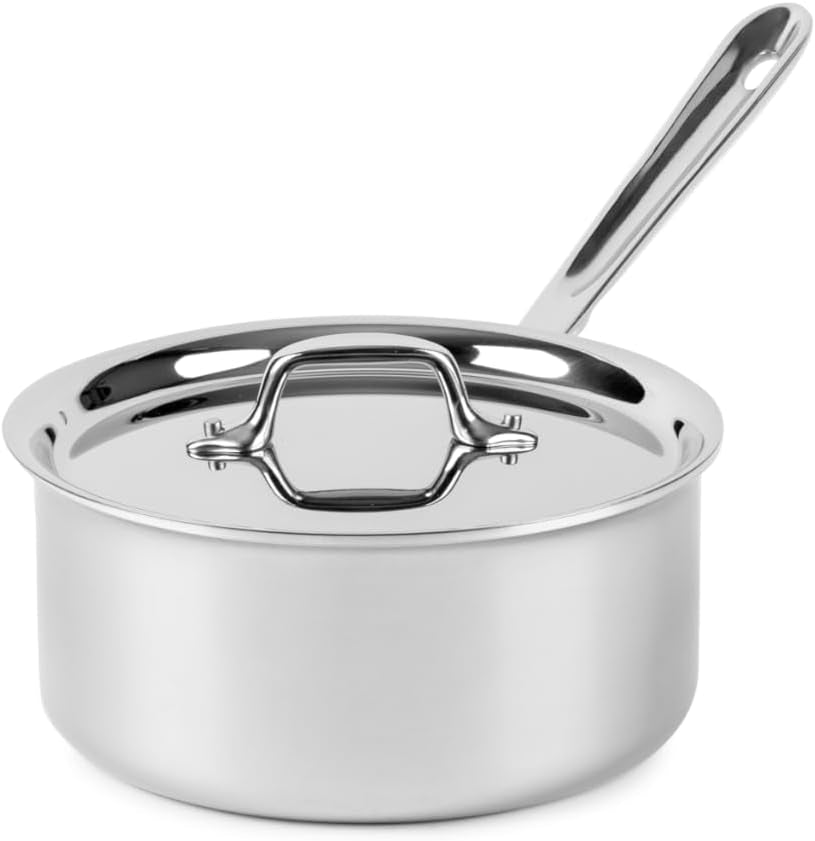 3-Ply Stainless Steel Sauce Pan with Lid 3 Quart, Induction, Oven Broiler Safe 600F, Multipurpose, Compatible With All Cooktops