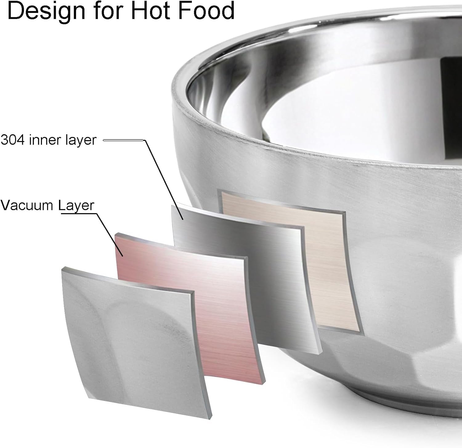 6 Pack 18/8 Stainless Steel Snack & Soup Bowls, 15 Oz Non-Slip Double-Walled Insulated Set