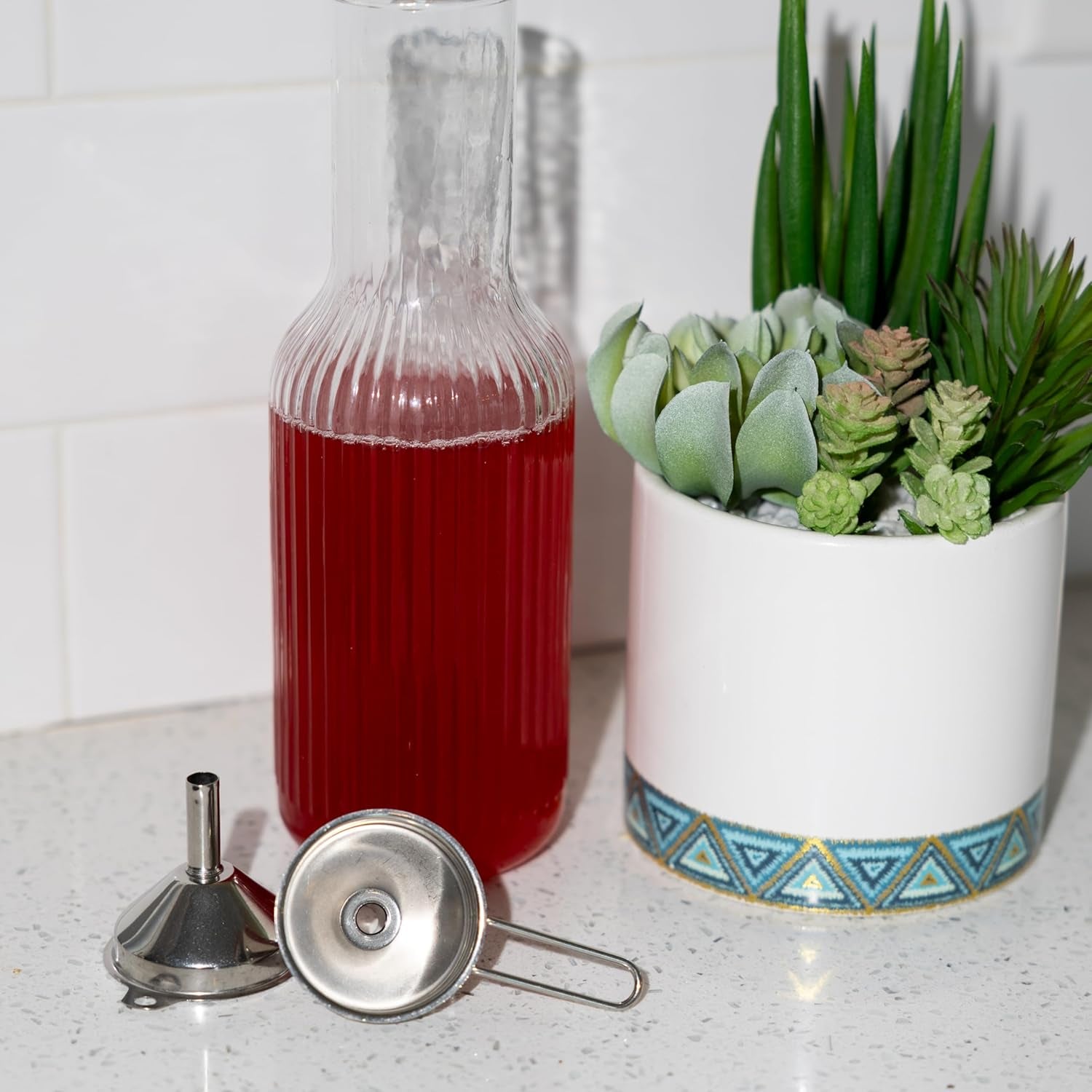 Metal Kitchen Funnels, Set of 2 Mini 2" Wide Bottle Funnels, Stainless Steel