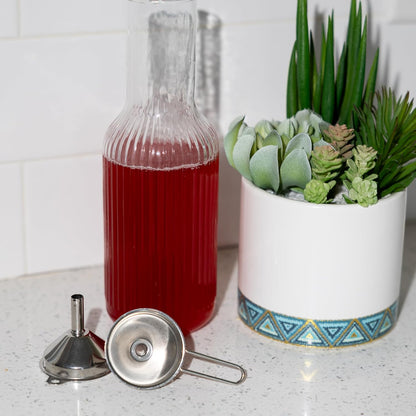 Metal Kitchen Funnels, Set of 2 Mini 2" Wide Bottle Funnels, Stainless Steel