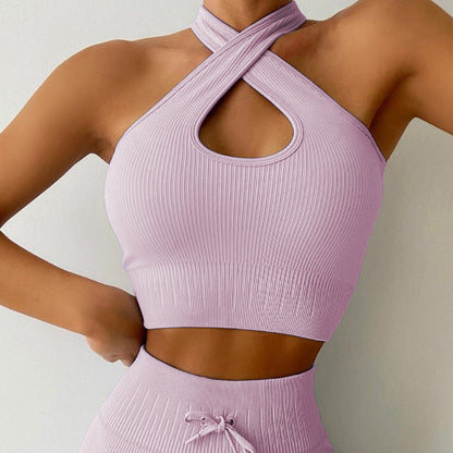 Ribbed Halter Keyhole Crop