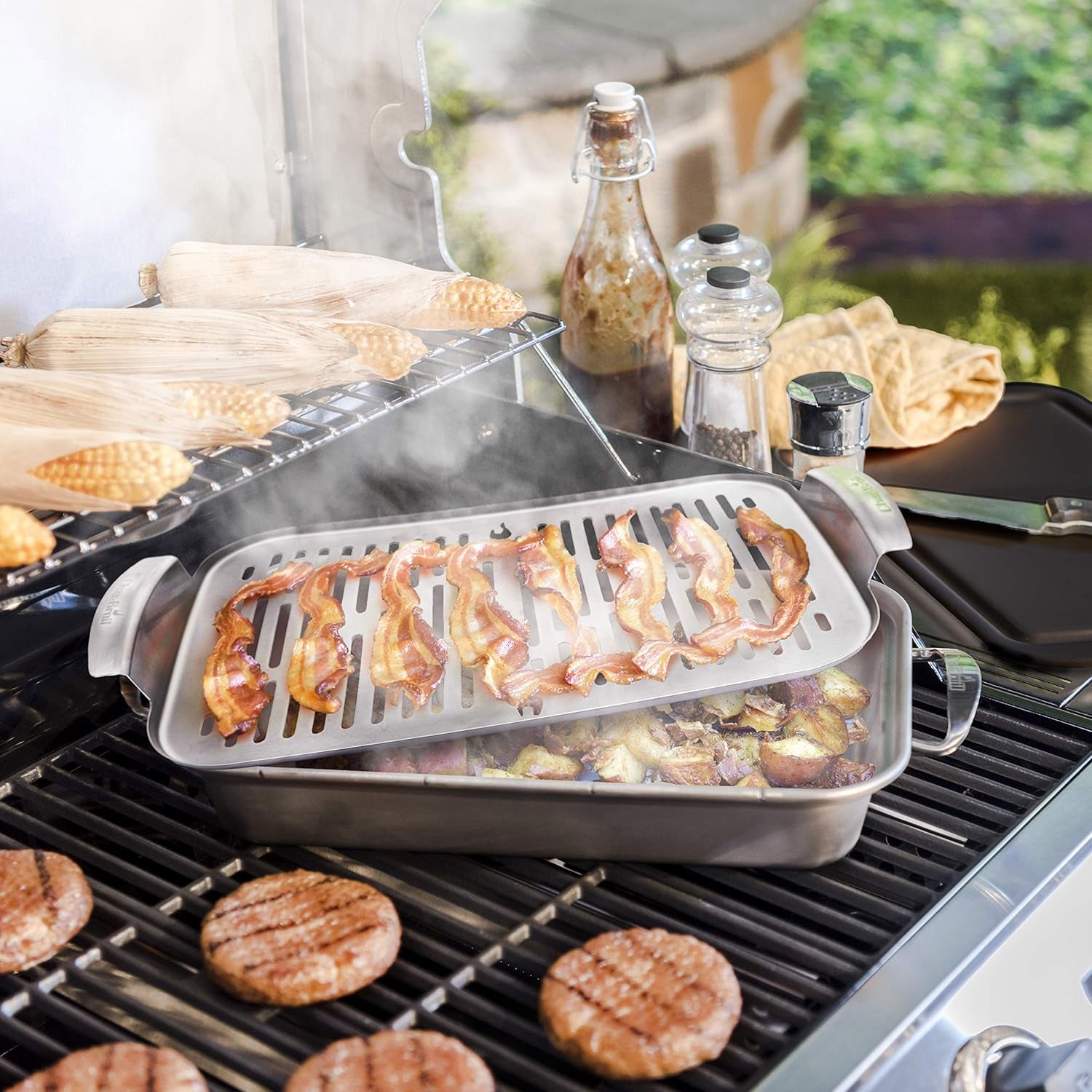 8.44L x 14.01W Stainless Steel Grill plus Topper