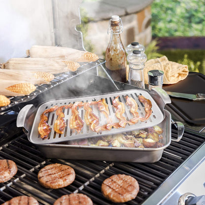 8.44L x 14.01W Stainless Steel Grill plus Topper