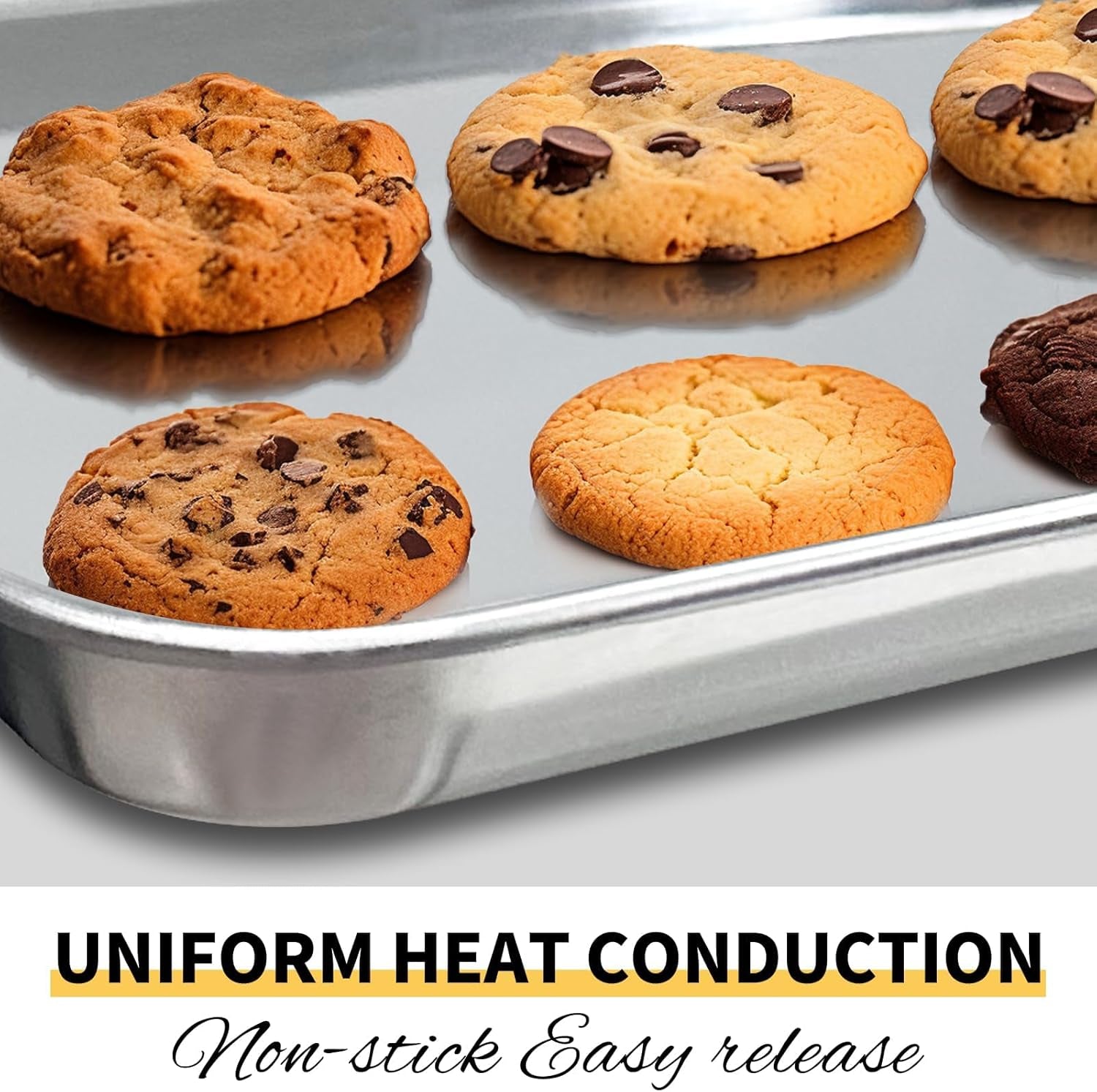 Baking Sheet Set of 3, Stainless Steel Cookie Sheet Baking Sheet Pan, 16/12/9 Inch, Non Toxic & Heavy Duty & Easy Clean, Dishwasher Safe