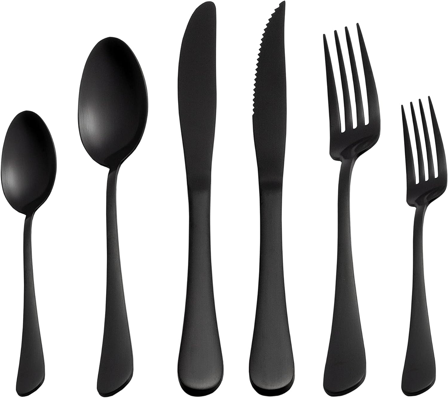24-Piece Matte Black Flatware Set – Stainless Steel Cutlery for 4