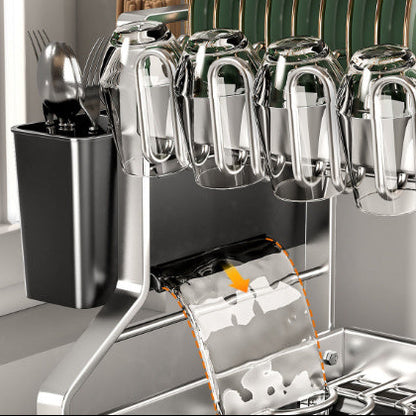 Multi-functional Stainless Steel Double-layer Dish Rack Cup Holder