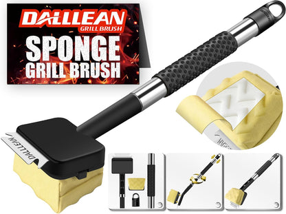 BBQ Grill Brush Bristle Free for Outdoor Grill, Replaceable Head Cleaning Brush, Steam Grate Cleaner, BBQ Cleaning Brush, Scraper for Grill Grates
