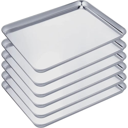 6 Pcs Stainless Steel Baking Sheet, Dishwasher Safe Commercial Grade Pans