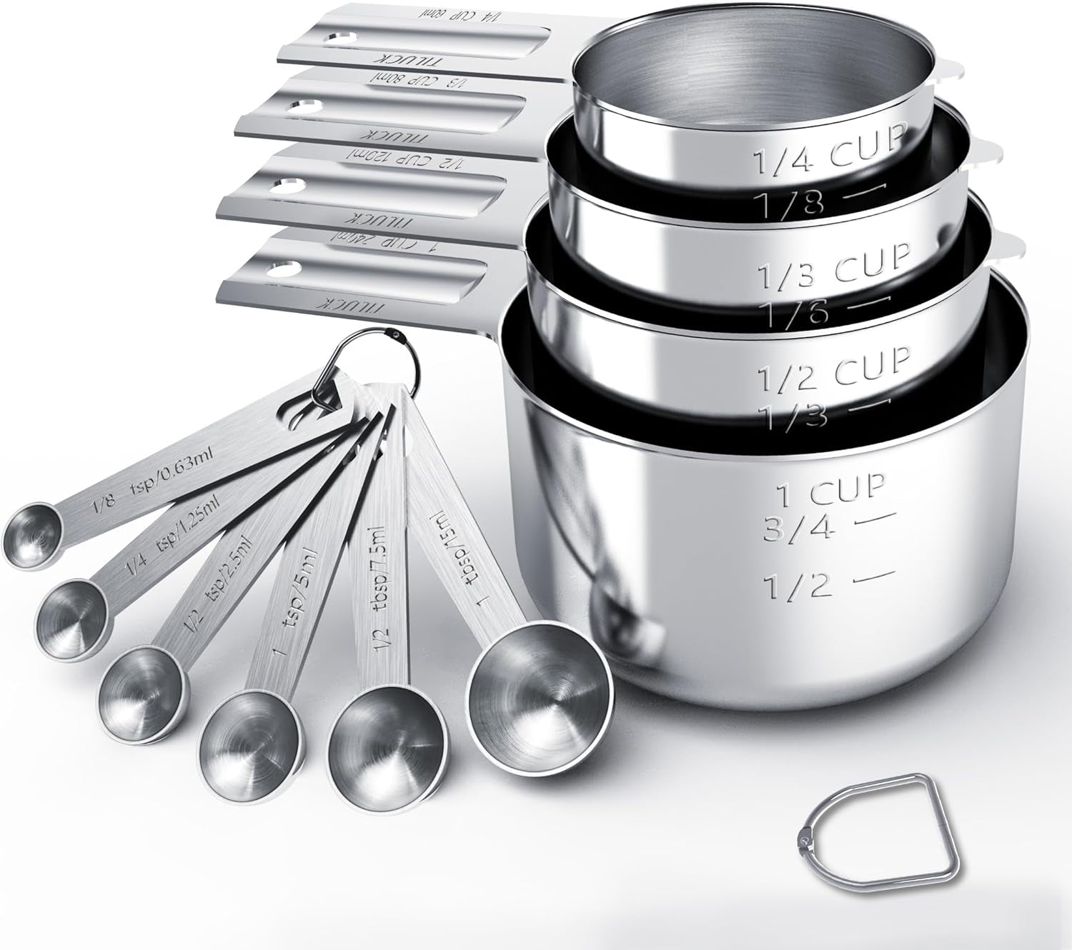 Stainless Steel Measuring Cups & Spoons Set, Cups and Spoons, Kitchen Gadgets for Cooking & Baking (10)