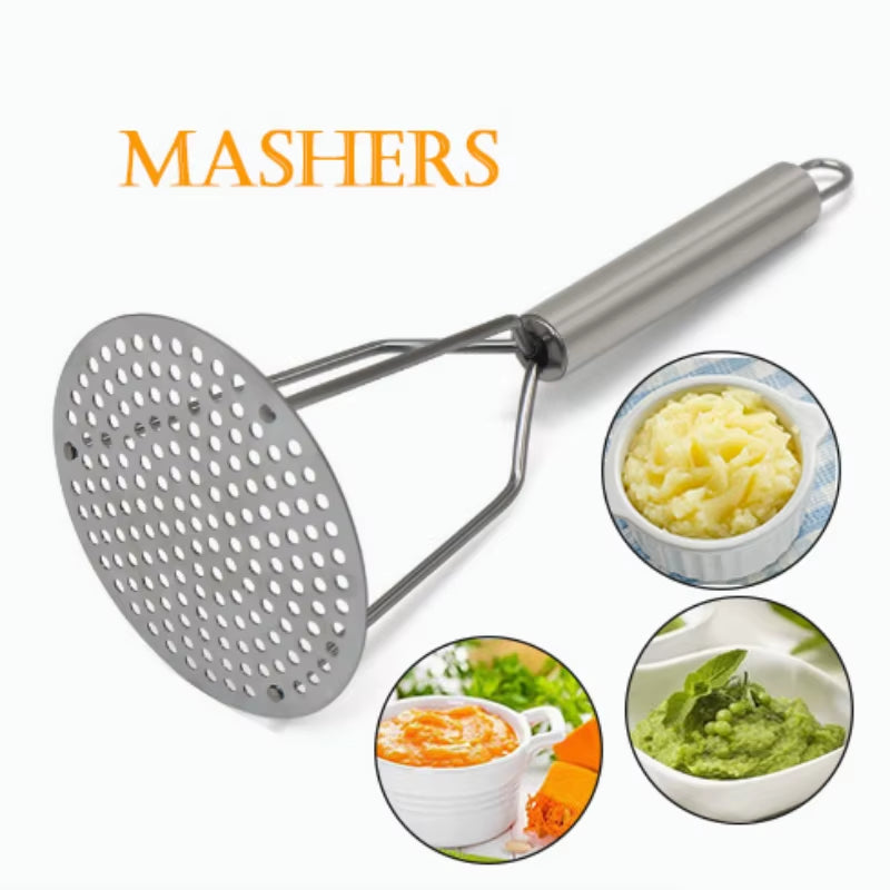 Stainless Steel Potato Masher Crush Vegetable Fruit Press Maker Kitchen Tool 