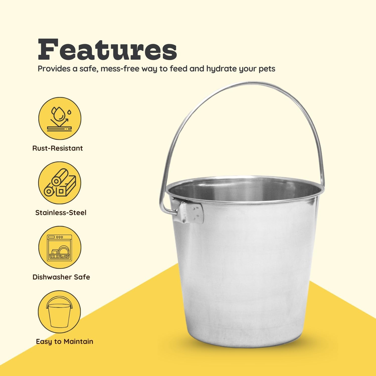 6 Quart Heavy Duty Stainless Steel round Bucket with Handle