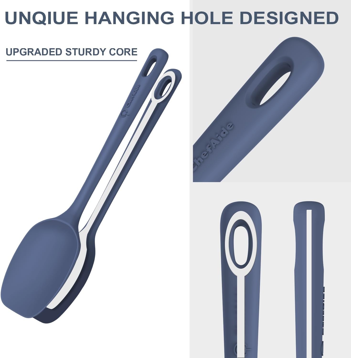 5 Pieces Silicone Spatula Set, Upgrade Strong Handle with Ergonomic Grip, Heat Resistant up to 600°F for Nonstick Cookware