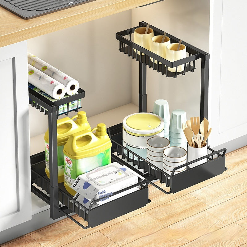 Multi-Function Pull-Out Kitchen Sink & Cabinet Rack