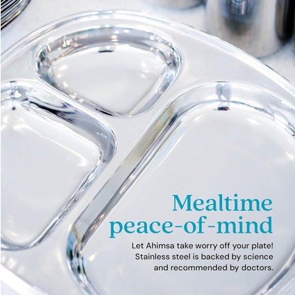 Stainless Steel Divided Plates for Kids, BPA Free & Dishwasher Safe (Set of 4)