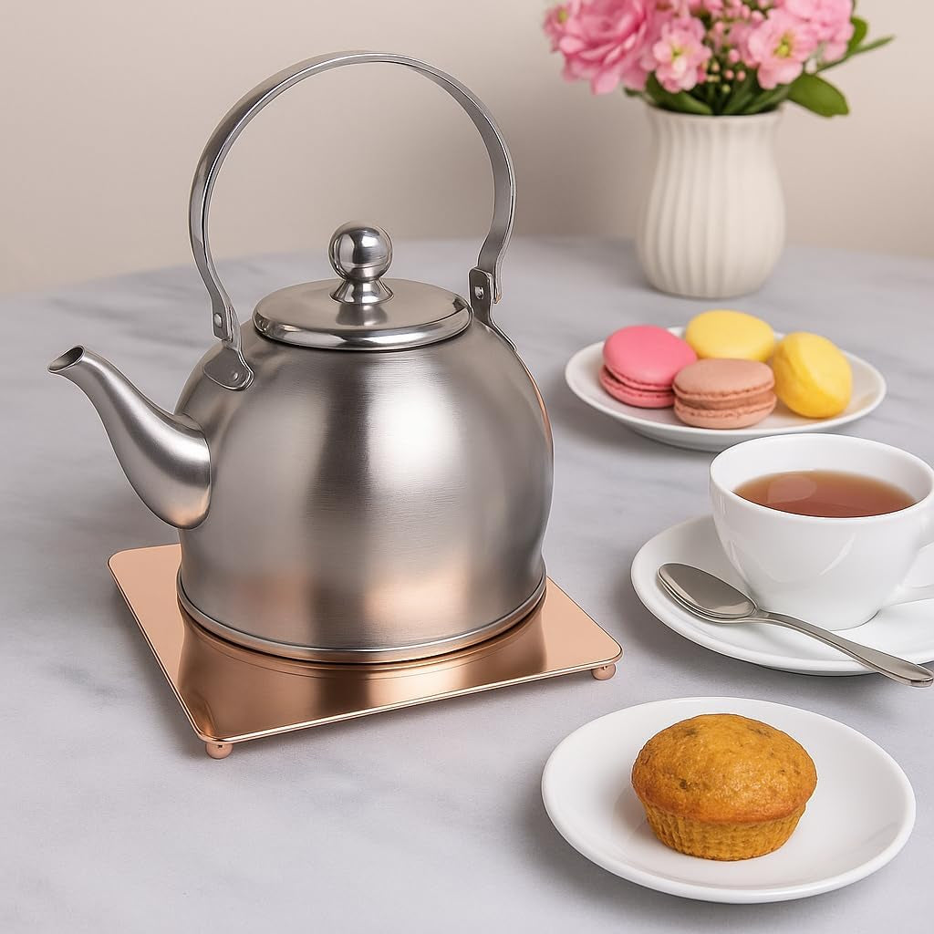 1.0 Qt Stainless Stee with Removable Infuser Basket, Compact, Durable Loose-Leaf Brewer with Flip Spout Cover, Sleek Tableware Gift