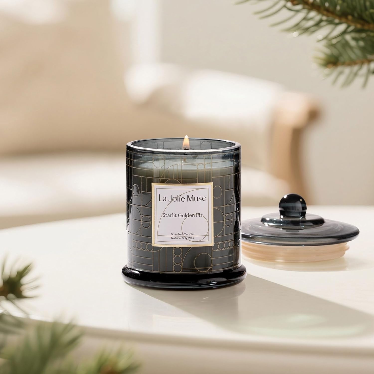 Christmas Candle, Cedarwood & Cypress Holiday Gifts, 75 Hours Long Burning, Natural Soy Candle Gift, Fancy Jar Decorative